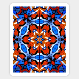 Hexagon Blue Red-Orange Mosaic Symbol Sticker